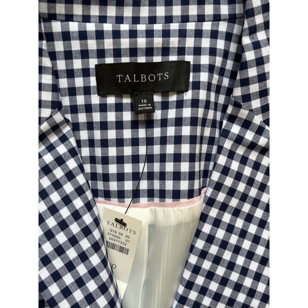Talbots Classic Spring Gingham Cotton Plaid Blazer Lined , Size 10 - Picture 4 of 6